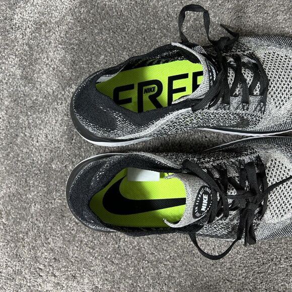 Nike Free RN Flyknit 2018 942838-101 Men's Sz 12 Black White Oreo Running Shoes - Picture 10 of 12